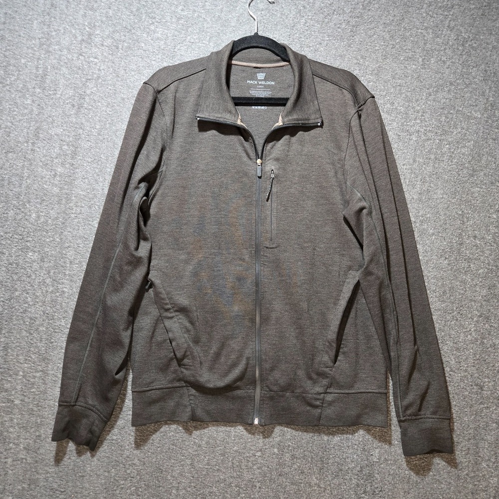 Mack Weldon Full Zip Sweatshirt Long Sleeve Rayon Polyester Spandex Gray Men's L
